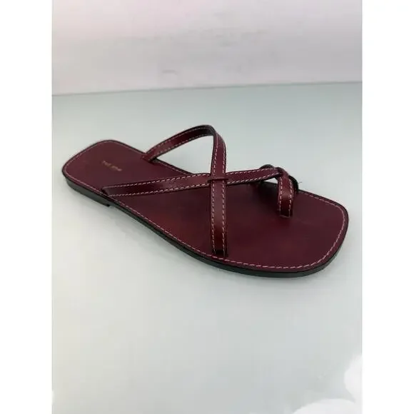 The Row Canal Burgundy Leather Toe Loop Sandals Framboise EU 36.5 Italy - Picture 7 of 8